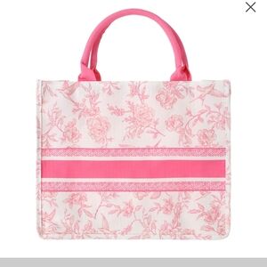 Toile Floral Pink Tote Bag
